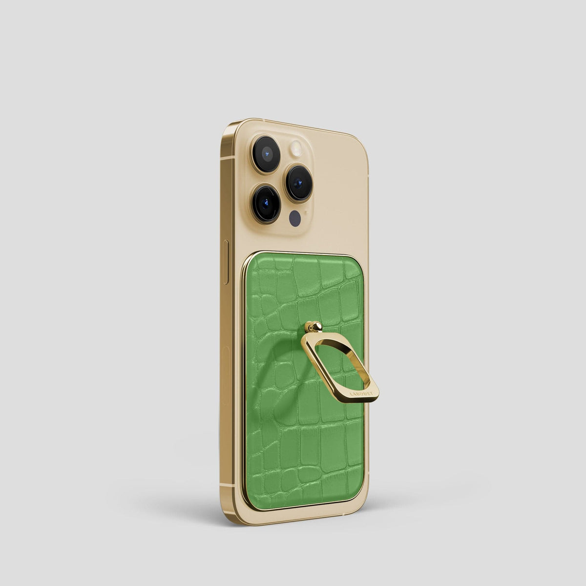 Apple-Green MagSafe Ring iPhone 14 Pro Alligator with Gold Metal -2 | Apple-Green-Gold