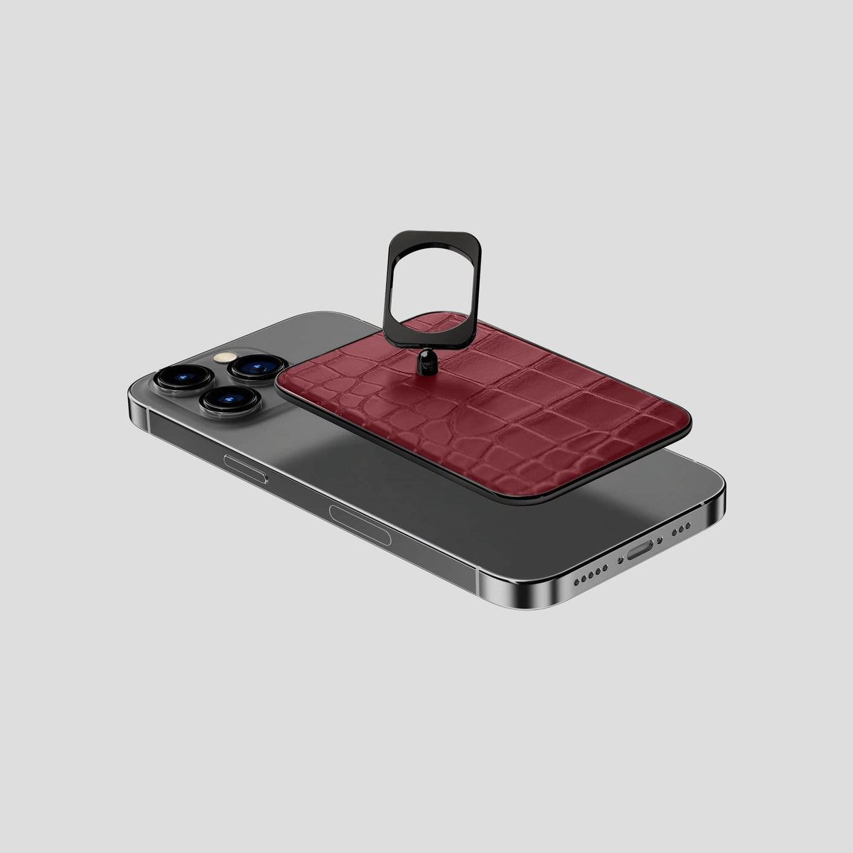 Burgundy MagSafe Ring iPhone 14 Pro Alligator with Black Metal -4 | Burgundy-Black