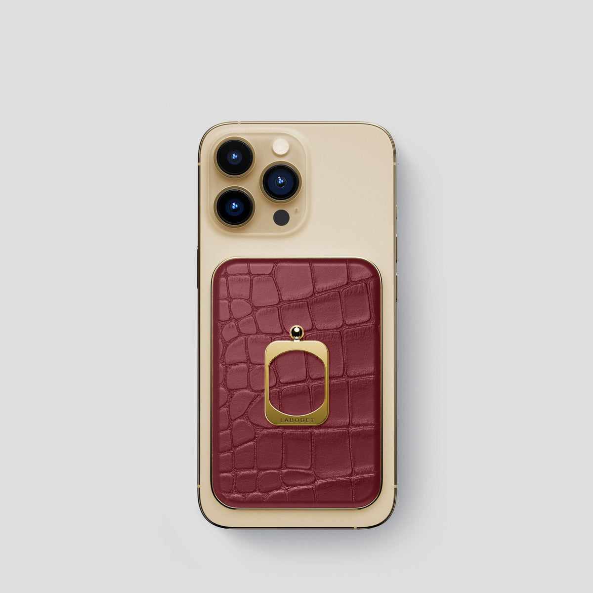 Burgundy MagSafe Ring iPhone 14 Pro Alligator with Gold Metal -1 | Burgundy-Gold