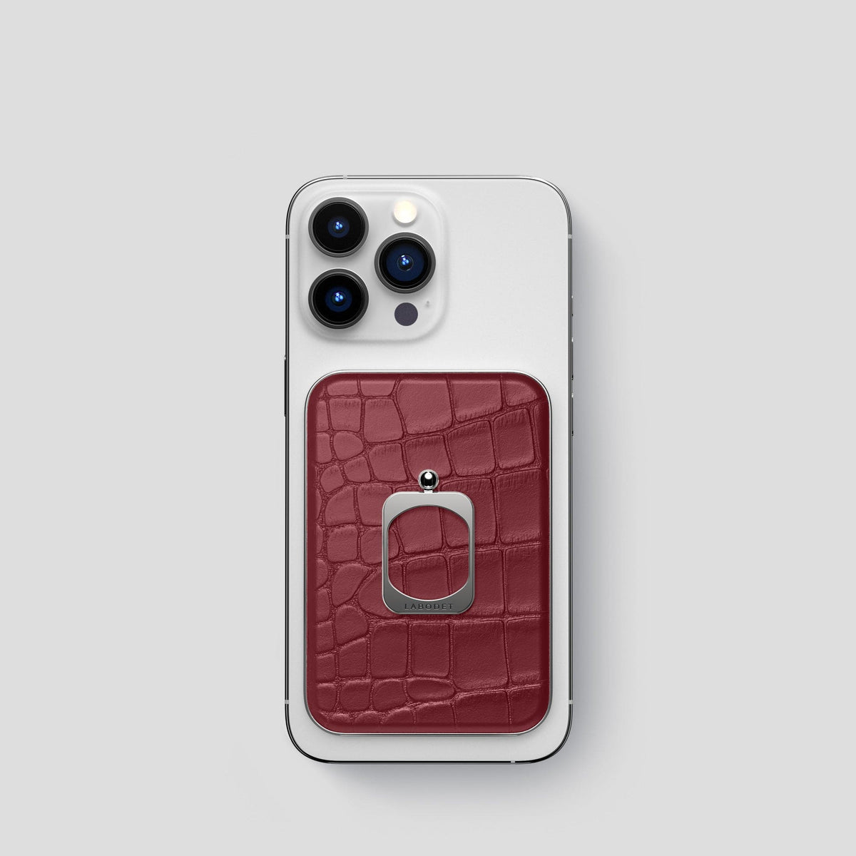 Burgundy MagSafe Ring iPhone 14 Pro Alligator with Steel Metal -1 | Burgundy-Steel