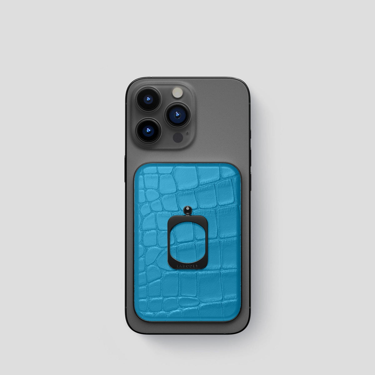 Curaçao-Blue MagSafe Ring iPhone 14 Pro Alligator with Black Metal -1 | Curaçao-Blue-Black