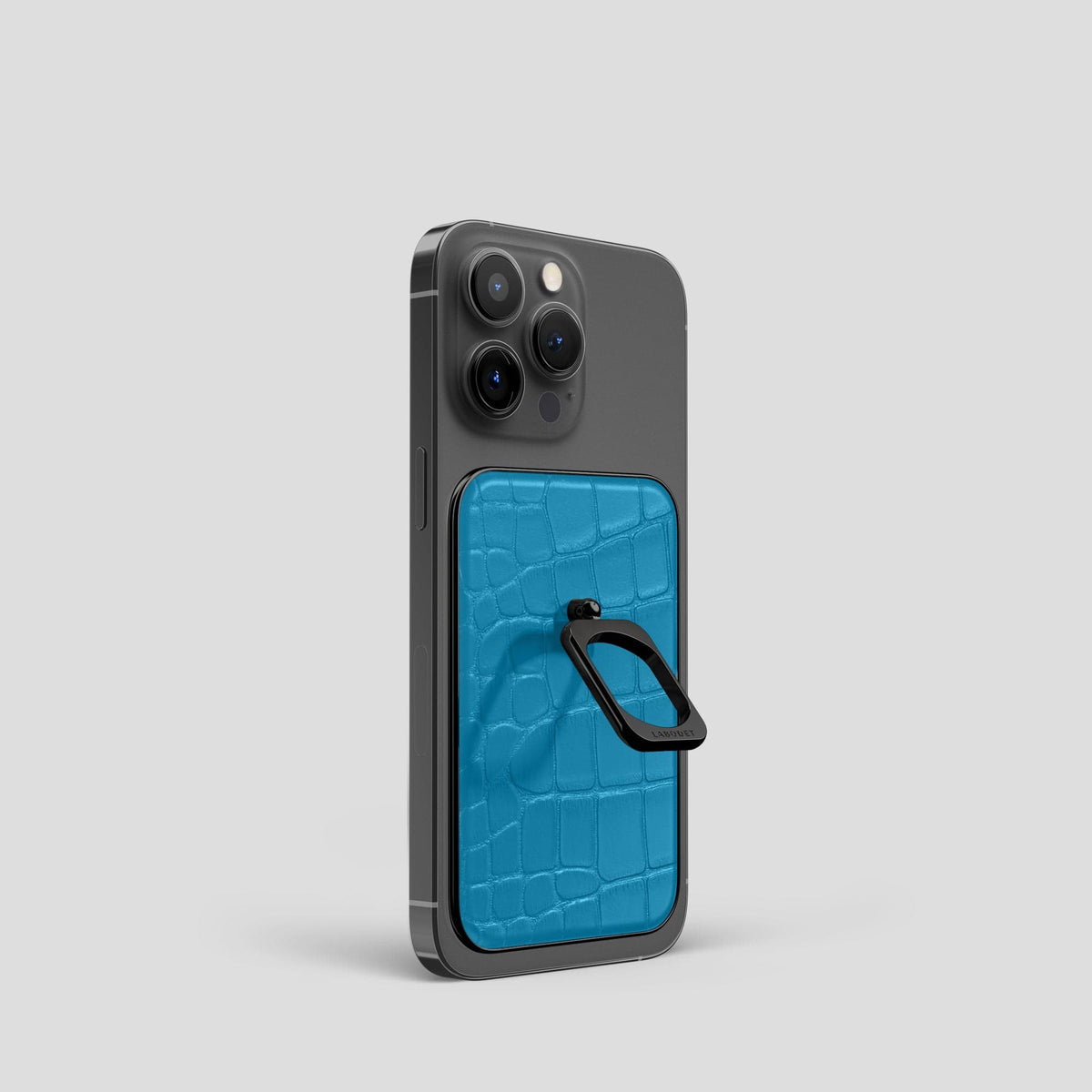 Curaçao-Blue MagSafe Ring iPhone 14 Pro Alligator with Black Metal -2 | Curaçao-Blue-Black