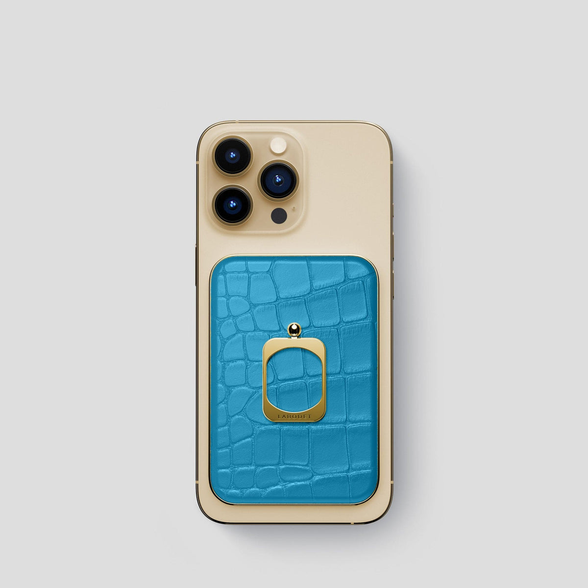 Curaçao-Blue MagSafe Ring iPhone 14 Pro Alligator with Gold Metal -1 | Curaçao-Blue-Gold