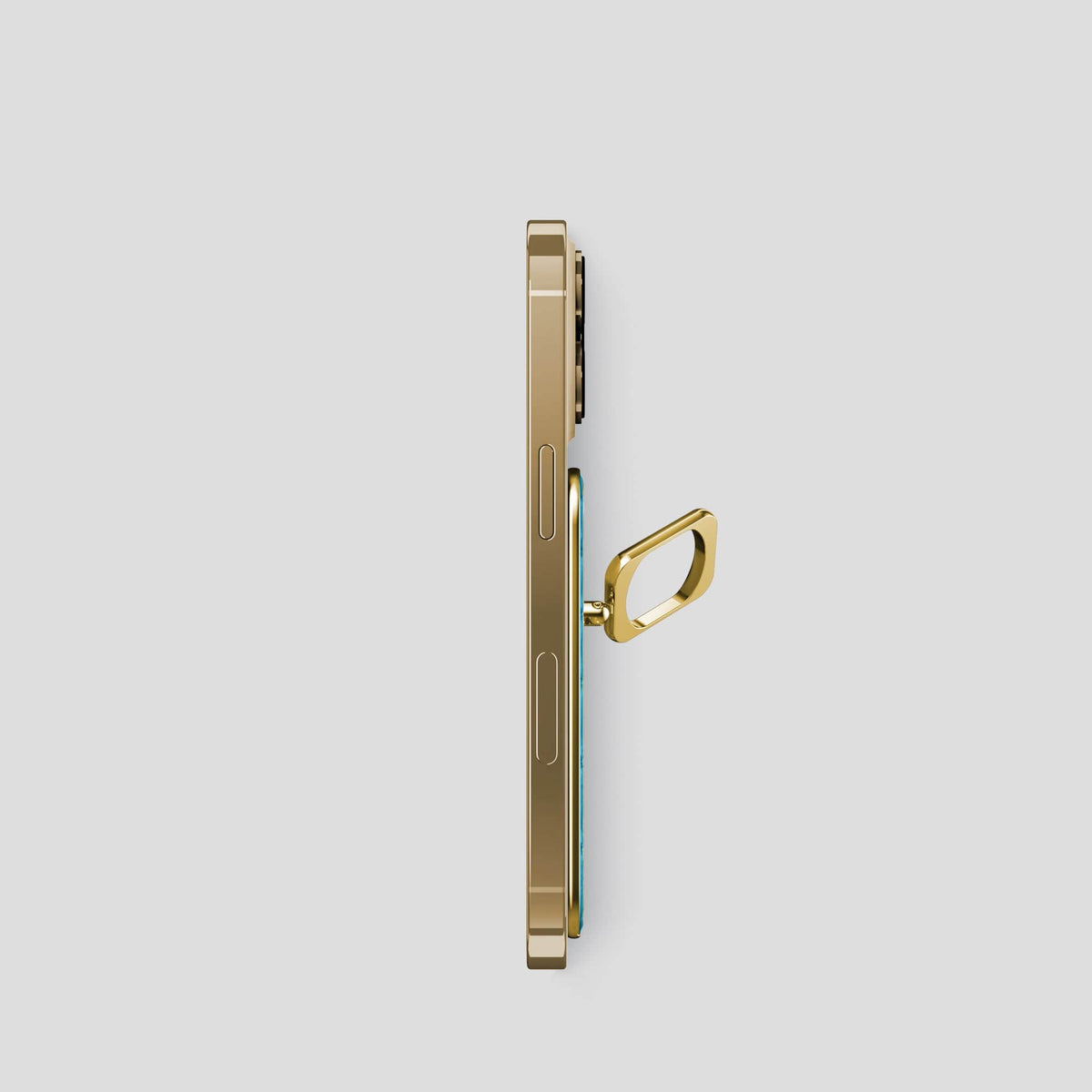 Curaçao-Blue MagSafe Ring iPhone 14 Pro Alligator with Gold Metal -3 | Curaçao-Blue-Gold