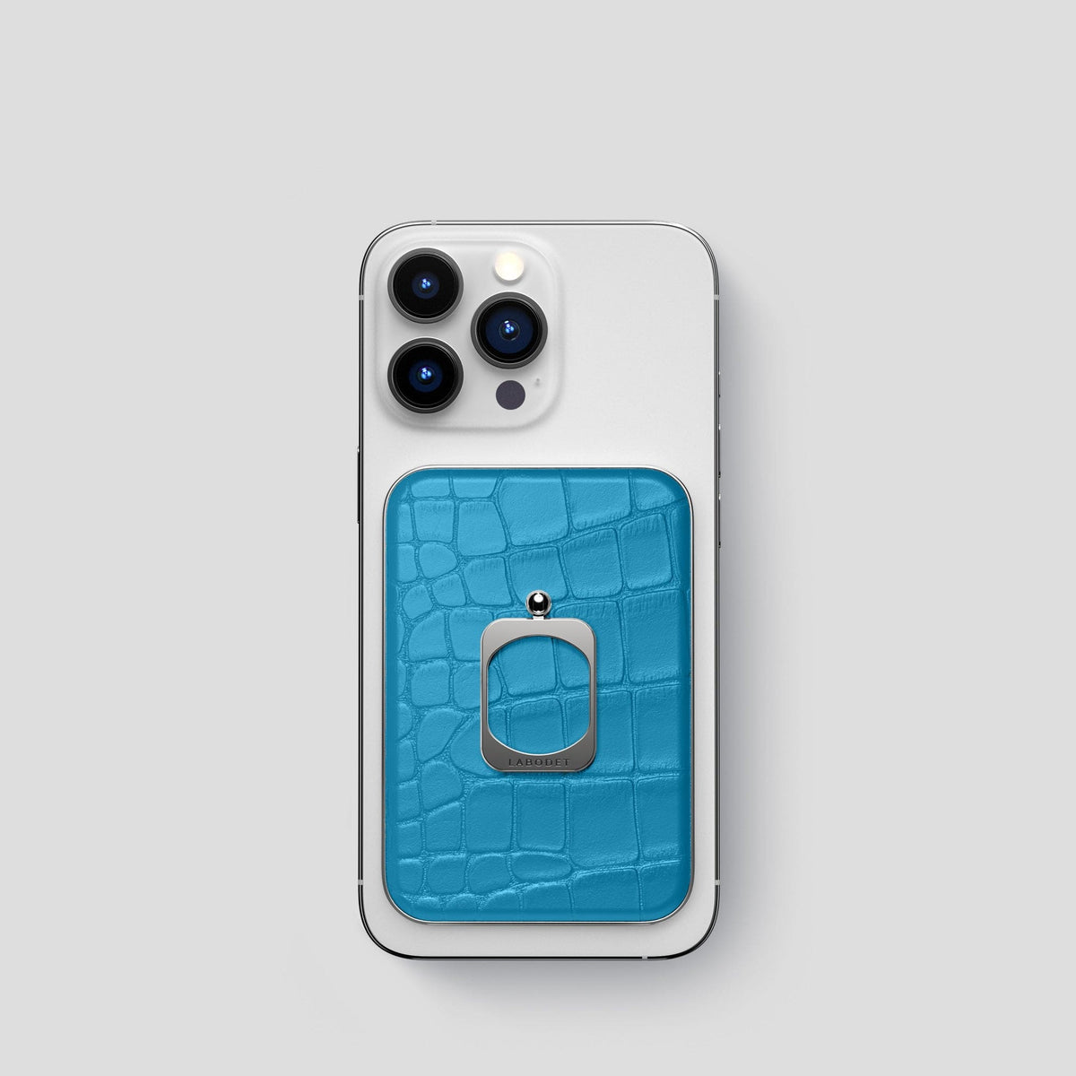 Curaçao-Blue MagSafe Ring iPhone 14 Pro Alligator with Steel Metal -1 | Curaçao-Blue-Steel