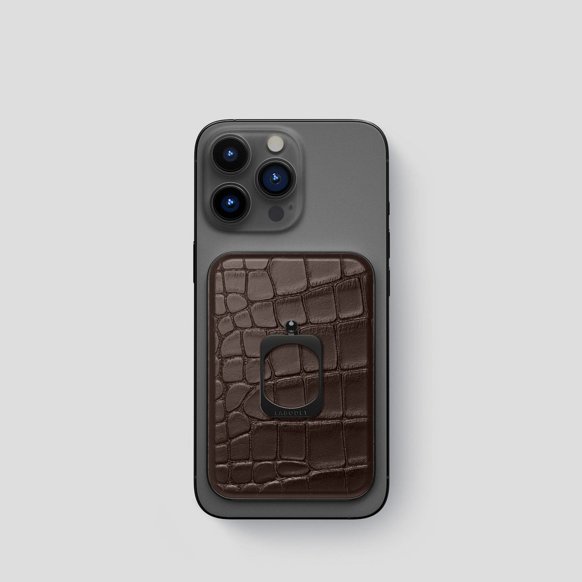 Dark Brown MagSafe Ring iPhone 14 Pro Alligator with Black Metal -1 | Dark-Brown-Black