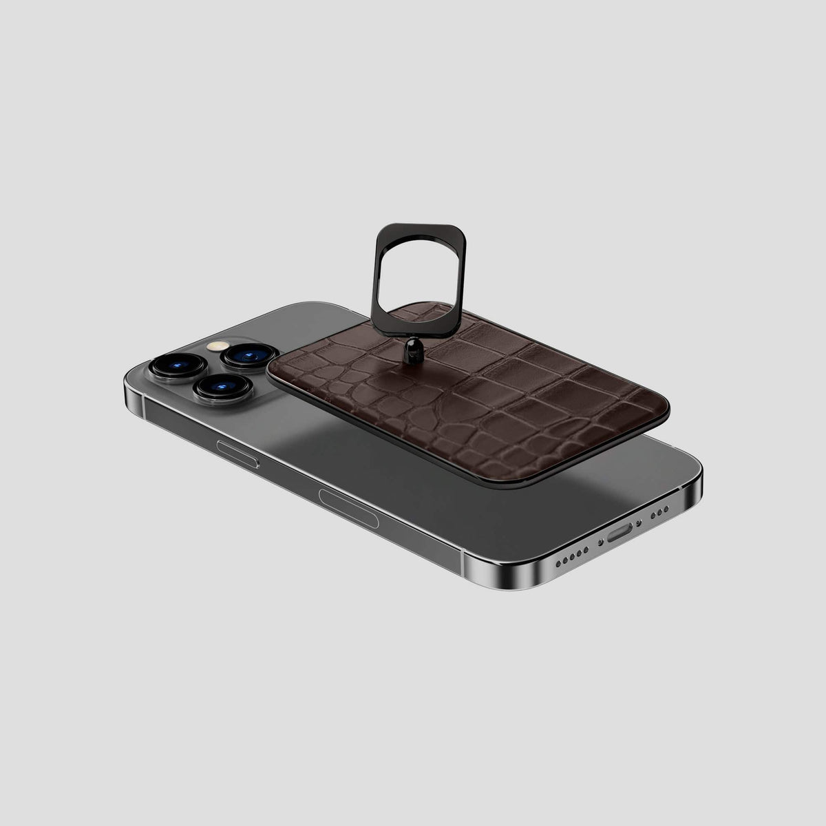 Dark Brown MagSafe Ring iPhone 14 Pro Alligator with Black Metal -4 | Dark-Brown-Black