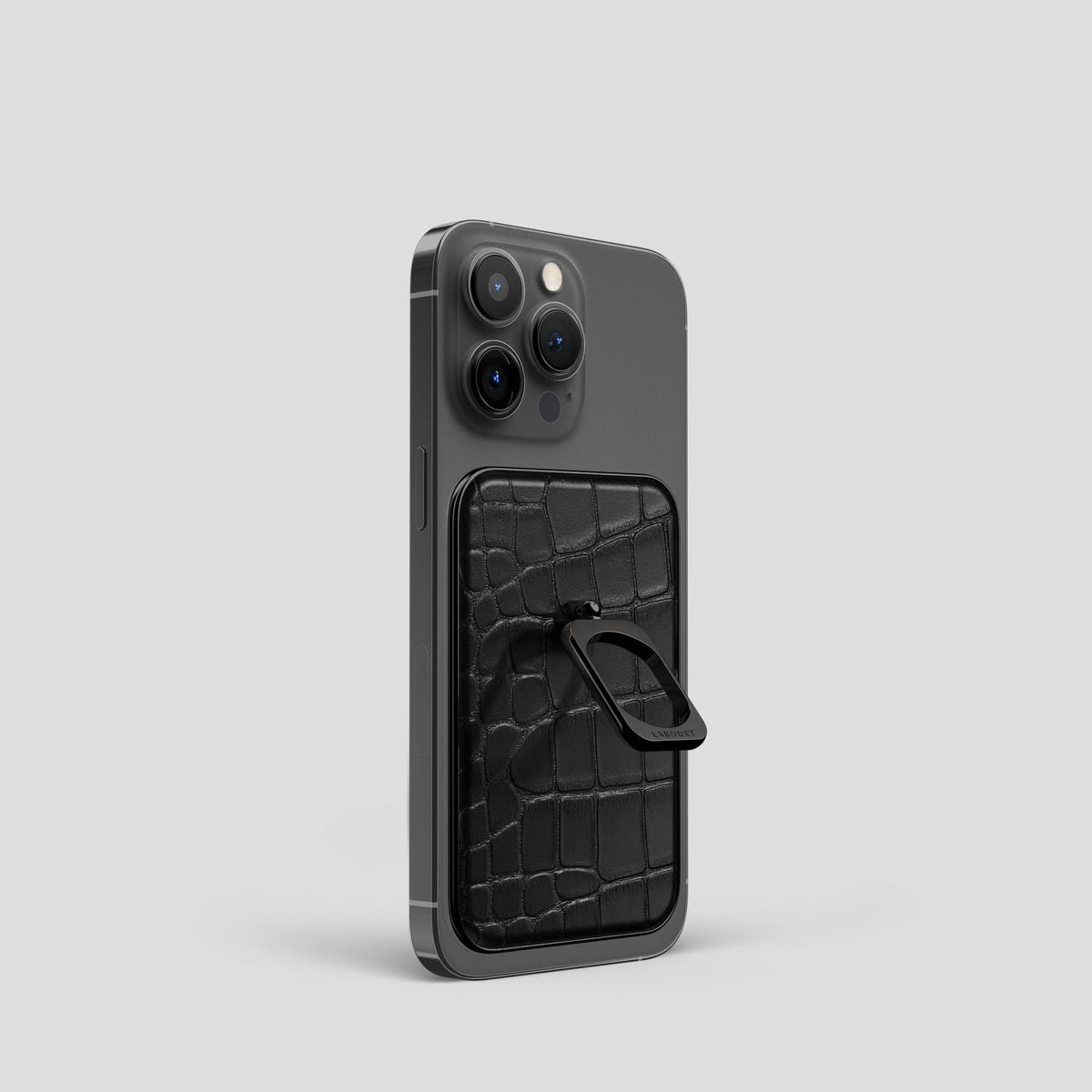 Black MagSafe Ring iPhone 14 Pro Alligator with Black Metal -2 | Black-Black