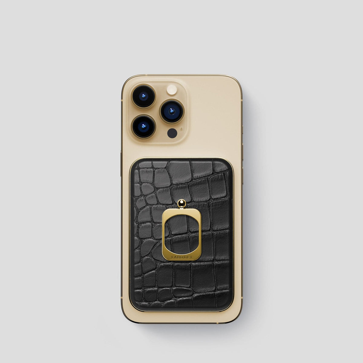 Black MagSafe Ring iPhone 14 Pro Alligator with Gold Metal -1 | Black-Gold