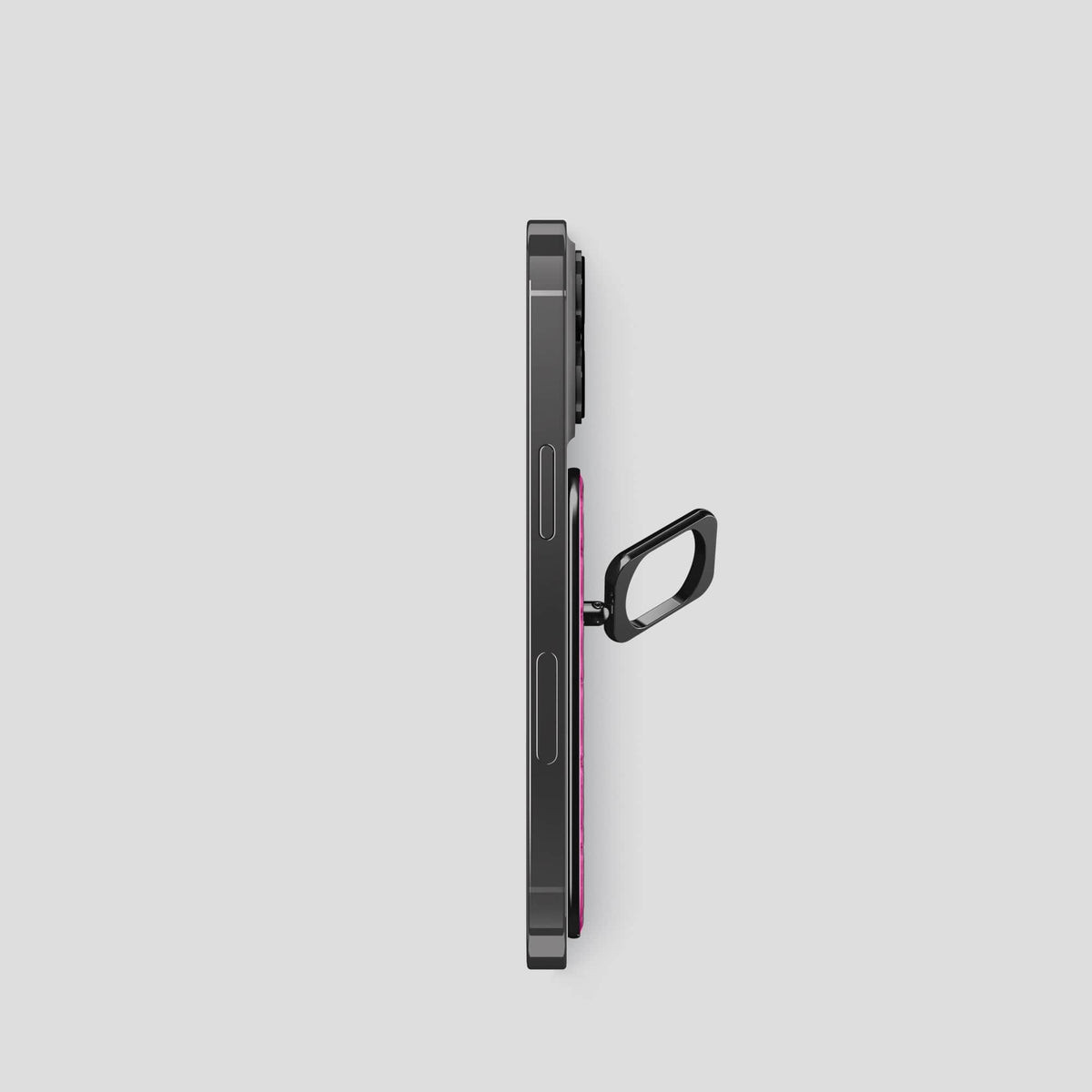 Fuchsia MagSafe Ring iPhone 14 Pro Alligator with Black Metal -3 | Fuchsia-Black