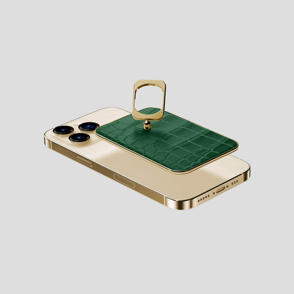 Forest-Green MagSafe Ring iPhone 14 Pro Alligator with Gold Metal -4 | Forest-Green-Gold