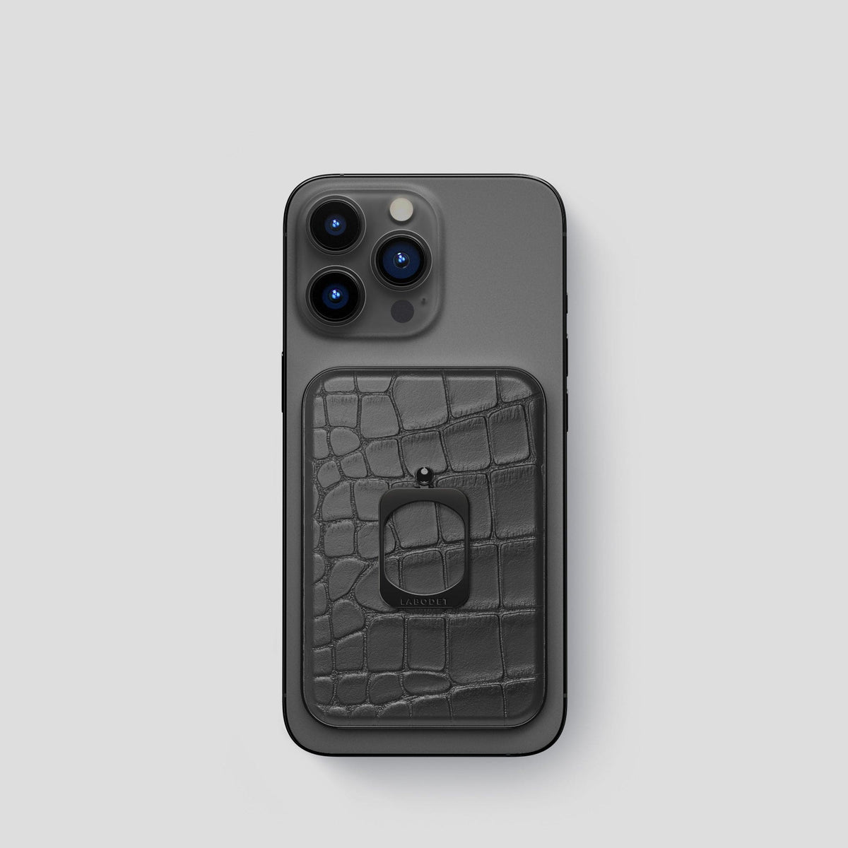 Grey MagSafe Ring iPhone 14 Pro Alligator with Black Metal -1 | Grey-Black