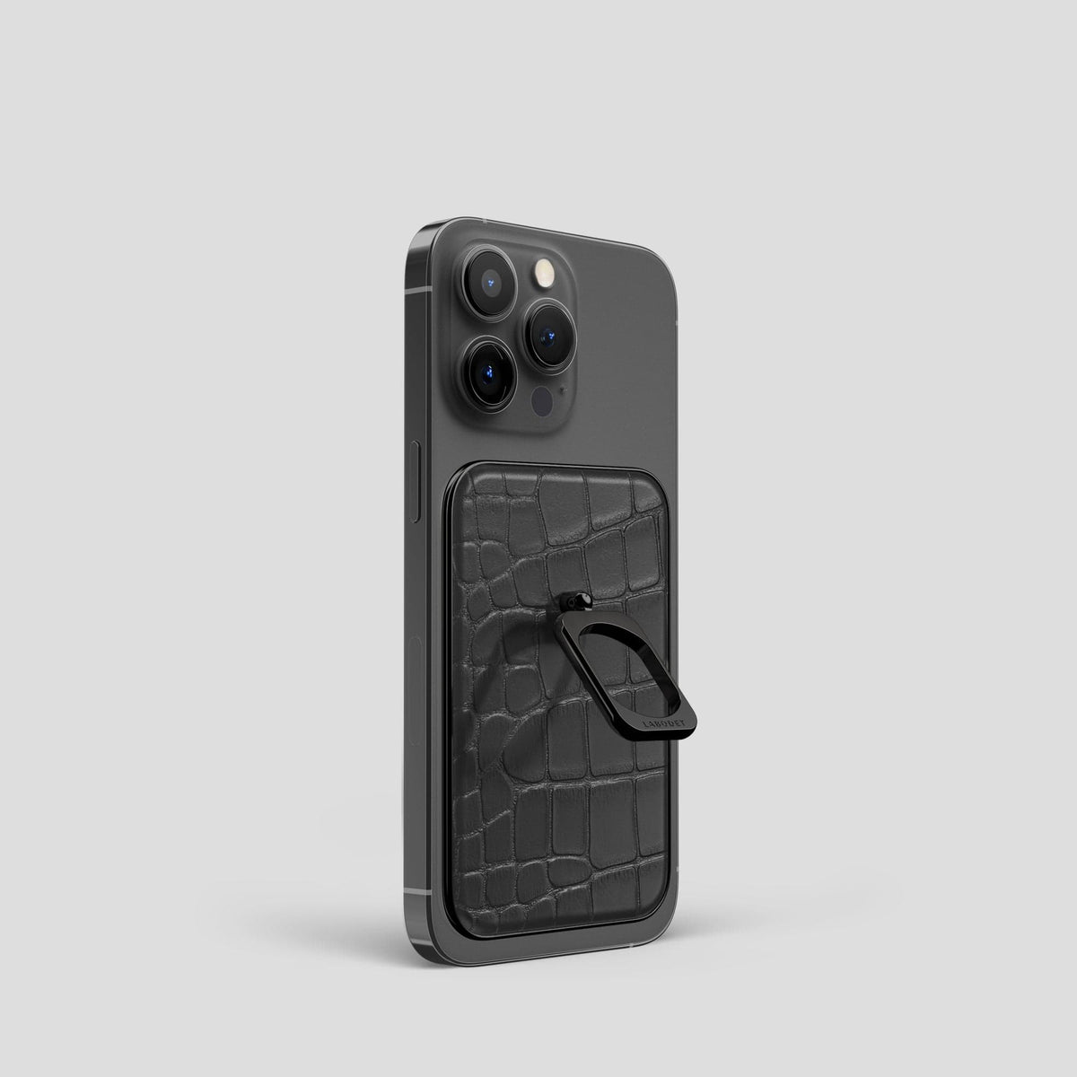 Grey MagSafe Ring iPhone 14 Pro Alligator with Black Metal -2 | Grey-Black