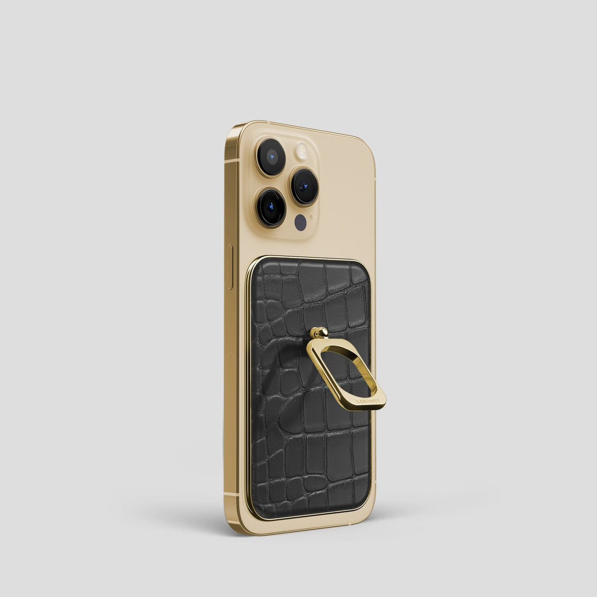 Grey MagSafe Ring iPhone 14 Pro Alligator with Gold Metal -2 | Grey-Gold