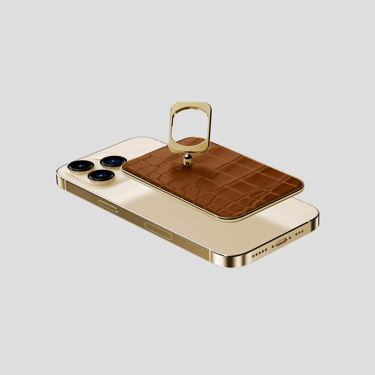 Honey MagSafe Ring iPhone 14 Pro Alligator with Gold Metal -4 | Honey-Gold
