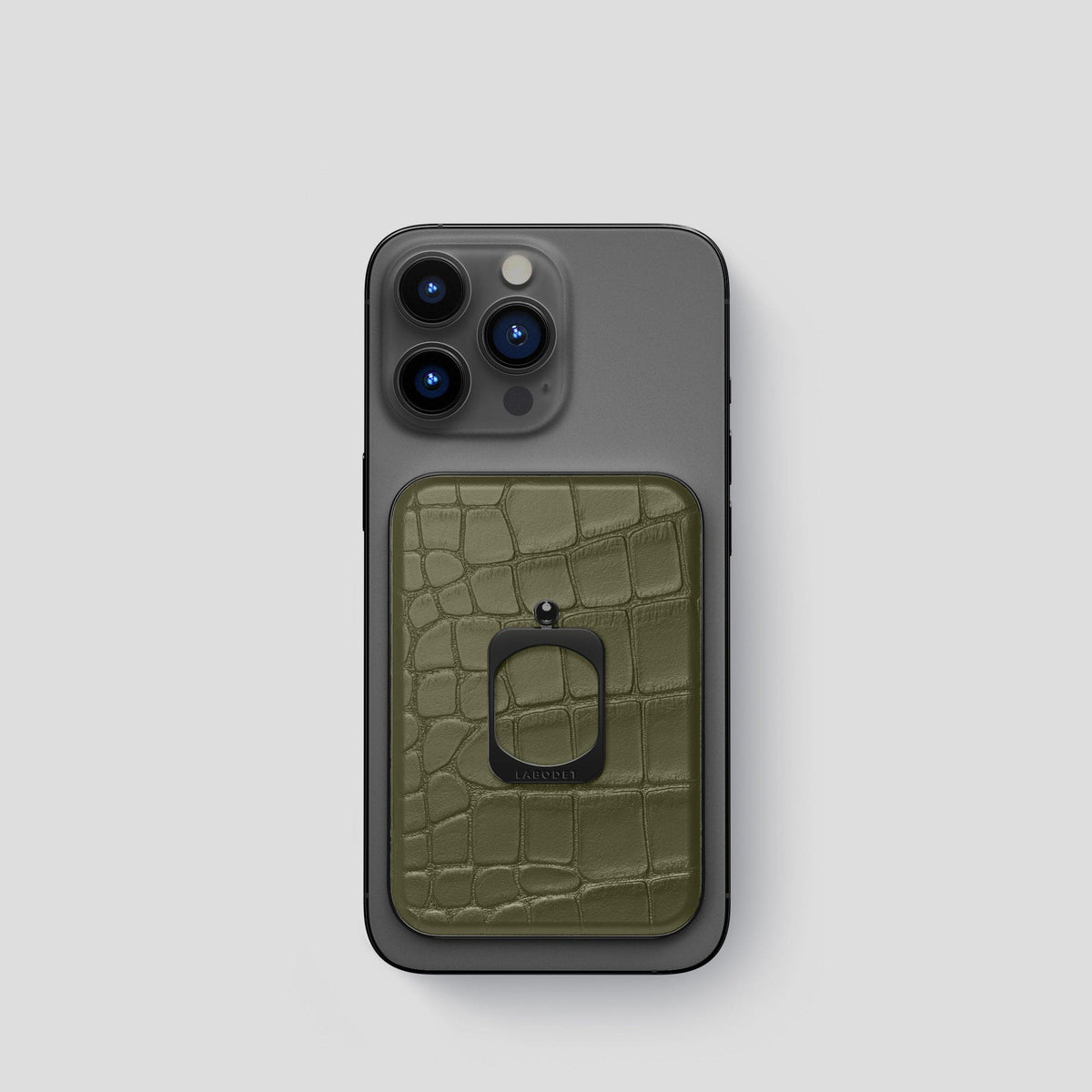 Kaki-Green MagSafe Ring iPhone 14 Pro Alligator with Black Metal -1 | Kaki-Green-Black