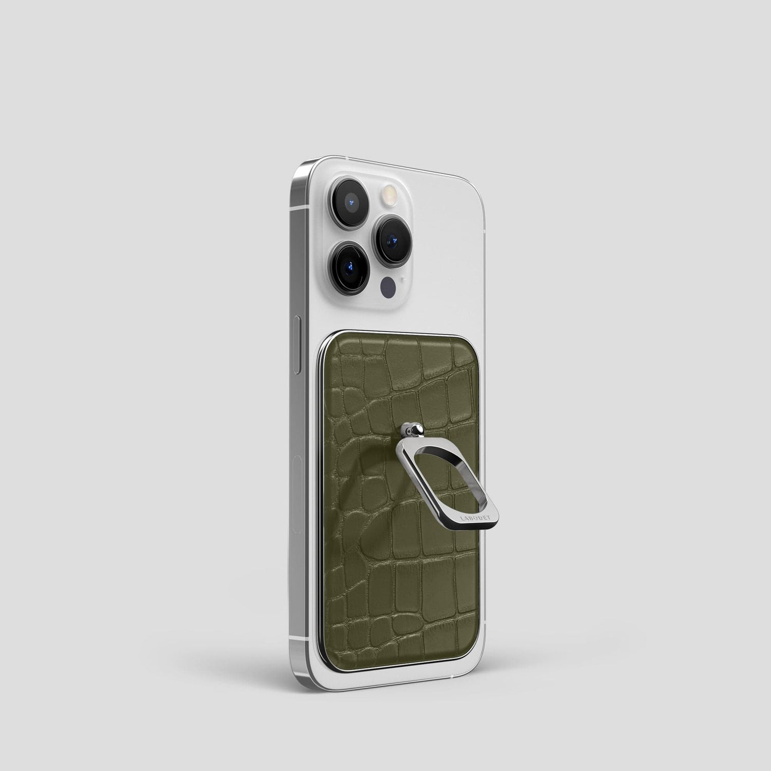Kaki-Green MagSafe Ring iPhone 14 Pro Alligator with Steel Metal -2 | Kaki-Green-Steel