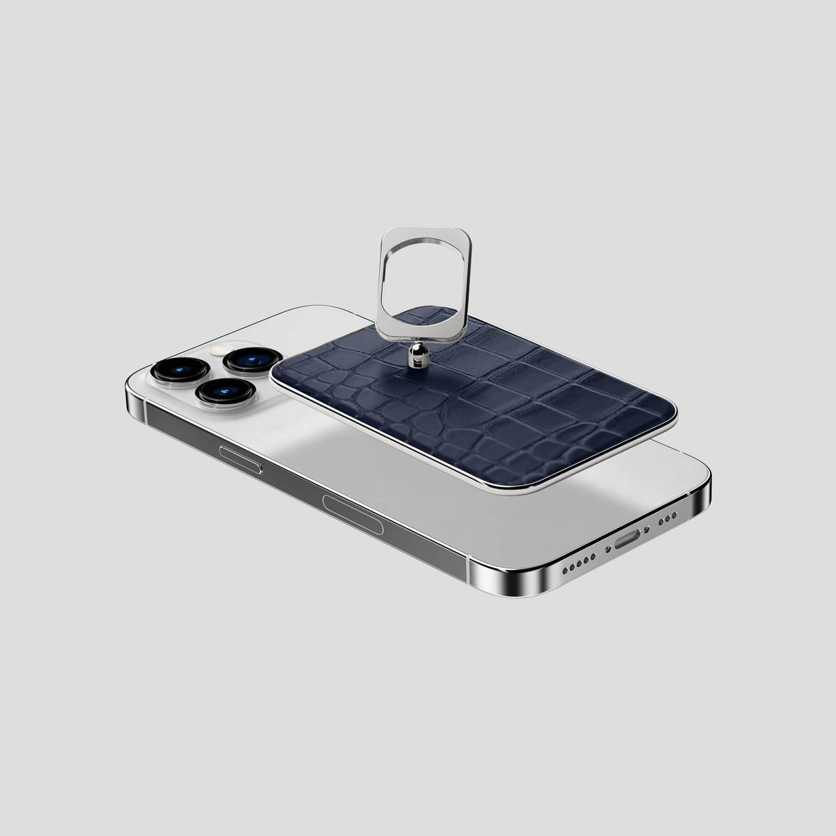 Navy Blue MagSafe Ring iPhone 14 Pro Alligator with Steel Metal -4 | Navy-Blue-Steel