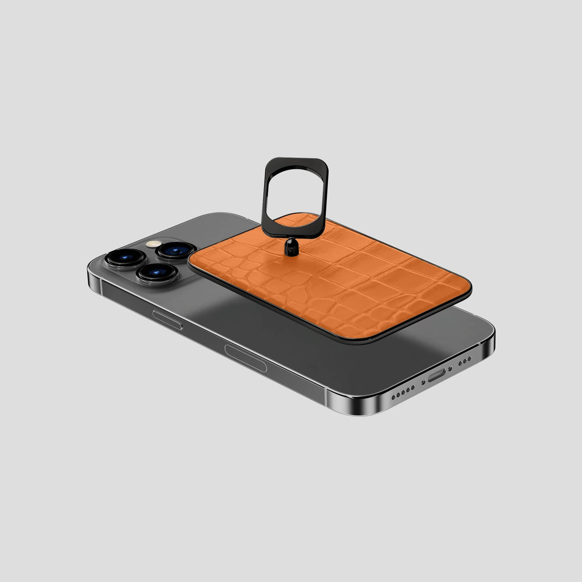 Orange MagSafe Ring iPhone 14 Pro Alligator with Black Metal -4 | Orange-Black