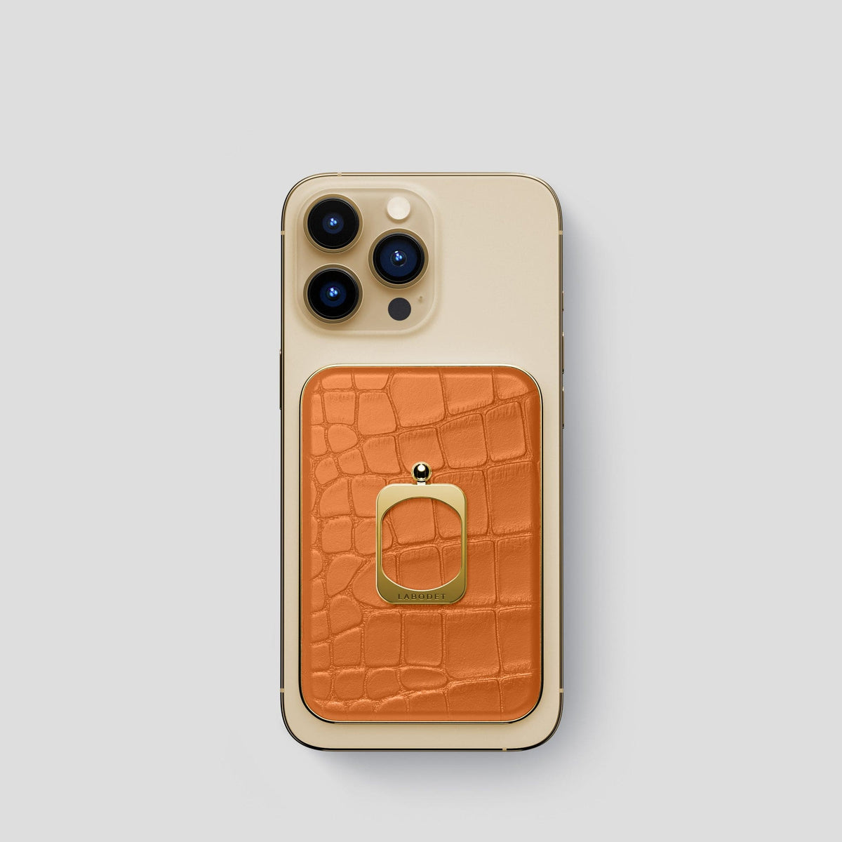 Orange MagSafe Ring iPhone 14 Pro Alligator with Gold Metal -1 | Orange-Gold