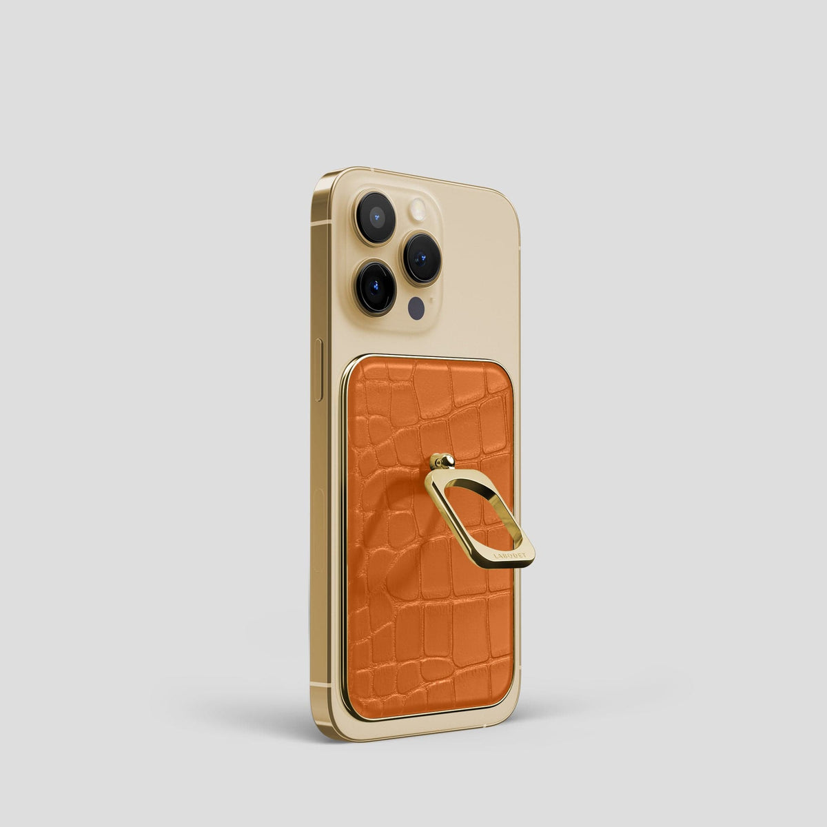 Orange MagSafe Ring iPhone 14 Pro Alligator with Gold Metal -2 | Orange-Gold