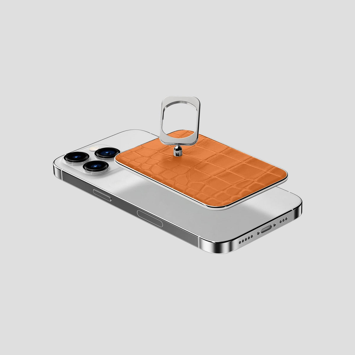 Orange MagSafe Ring iPhone 14 Pro Alligator with Steel Metal -4 | Orange-Steel
