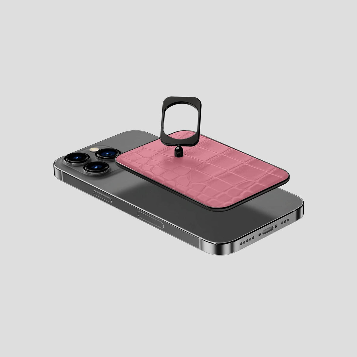 Pink MagSafe Ring iPhone 14 Pro Alligator with Black Metal -4 | Pink-Black