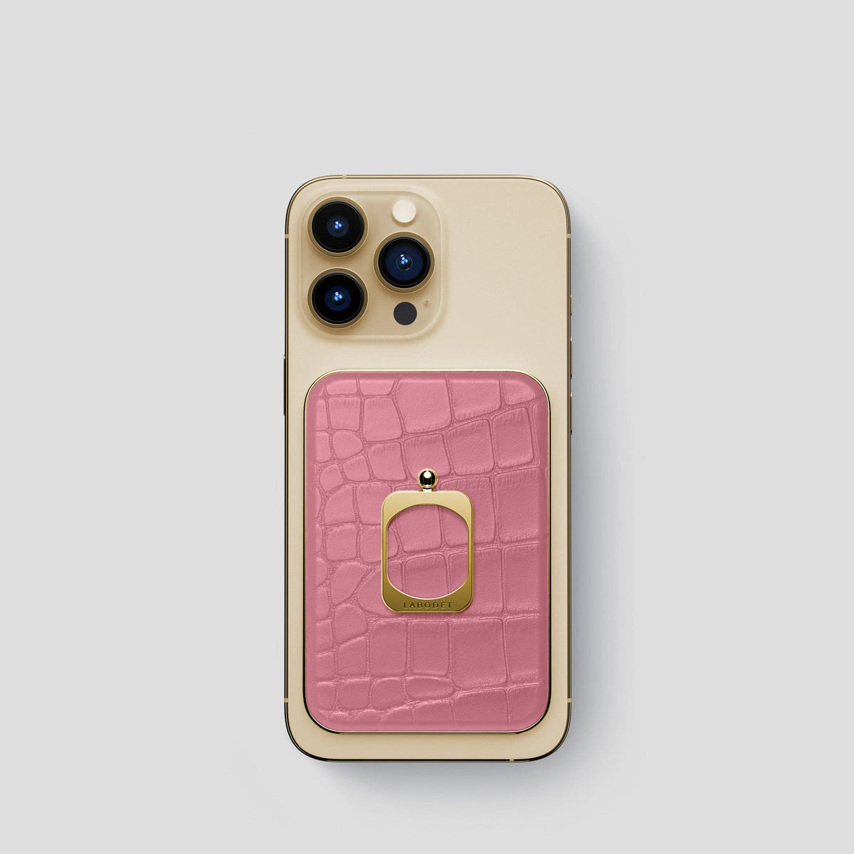Pink MagSafe Ring iPhone 14 Pro Alligator with Gold Metal -1 | Pink-Gold