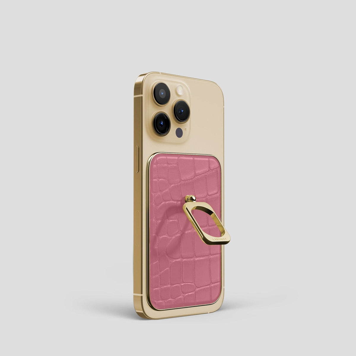 Pink MagSafe Ring iPhone 14 Pro Alligator with Gold Metal -2 | Pink-Gold