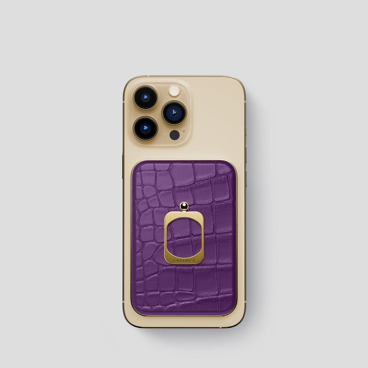 Purple MagSafe Ring iPhone 14 Pro Alligator with Gold Metal -1 | Purple-Gold