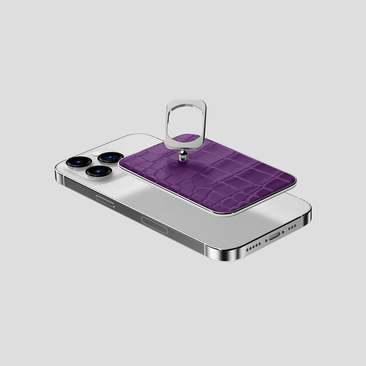Purple MagSafe Ring iPhone 14 Pro Alligator with Steel Metal -4 | Purple-Steel