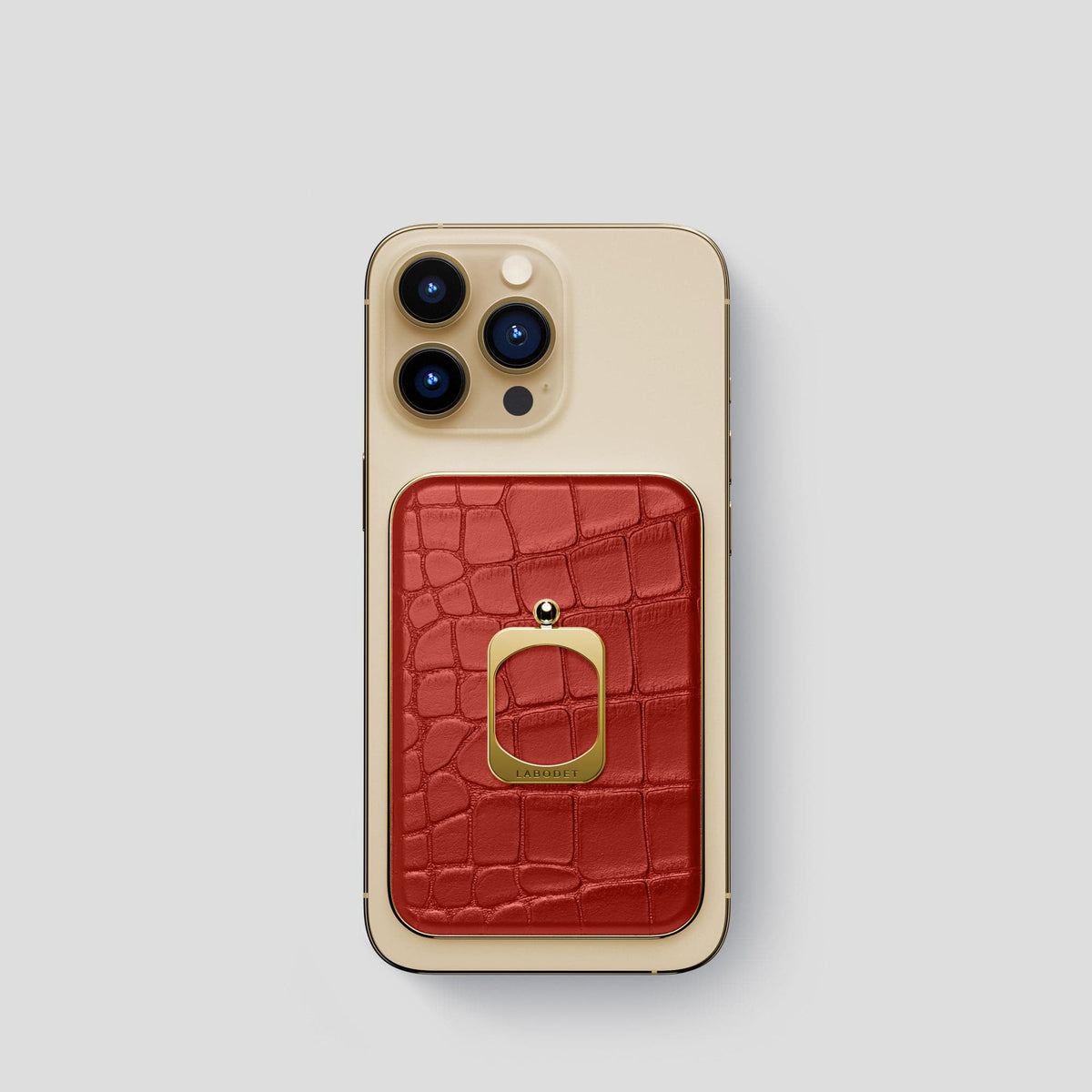 Red MagSafe Ring iPhone 14 Pro Alligator with Gold Metal -1 | Red-Gold