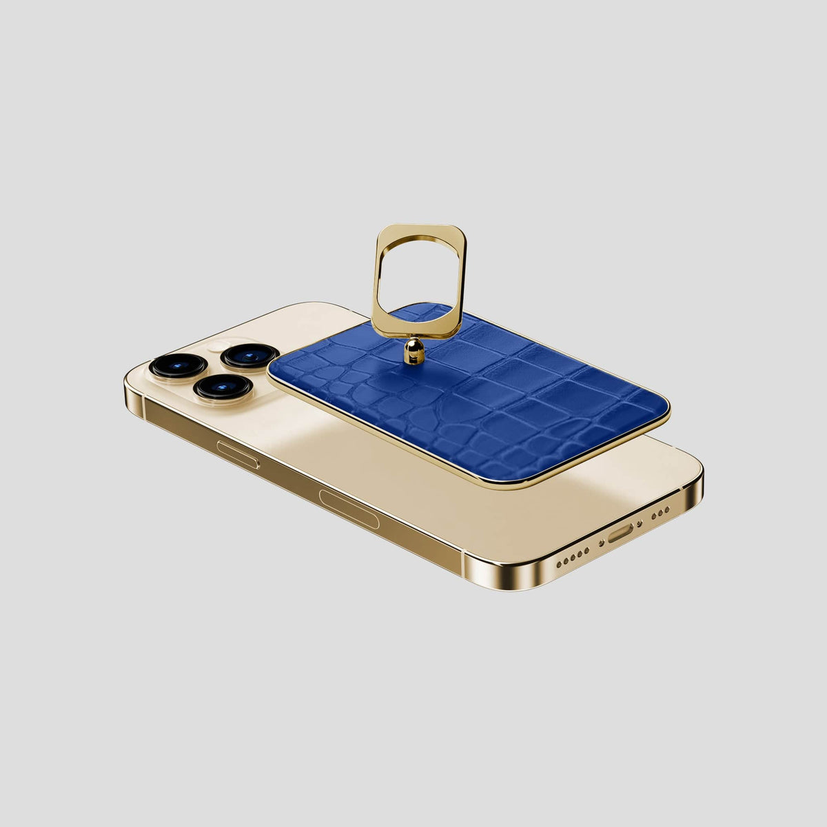 Royal Blue MagSafe Ring iPhone 14 Pro Alligator with Gold Metal -4 | Royal-Blue-Gold