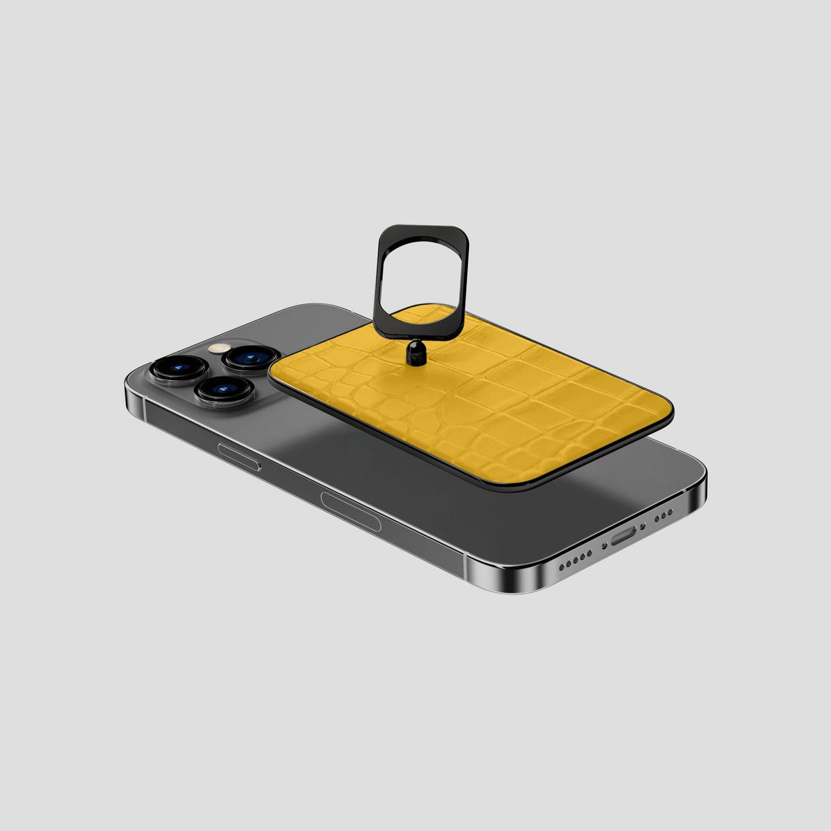 Yellow MagSafe Ring iPhone 14 Pro Alligator with Black Metal -4 | Yellow-Black