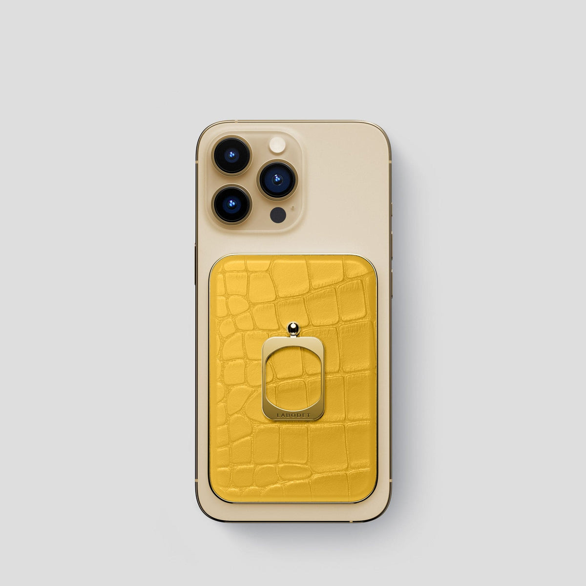 Yellow MagSafe Ring iPhone 14 Pro Alligator with Gold Metal -1 | Yellow-Gold