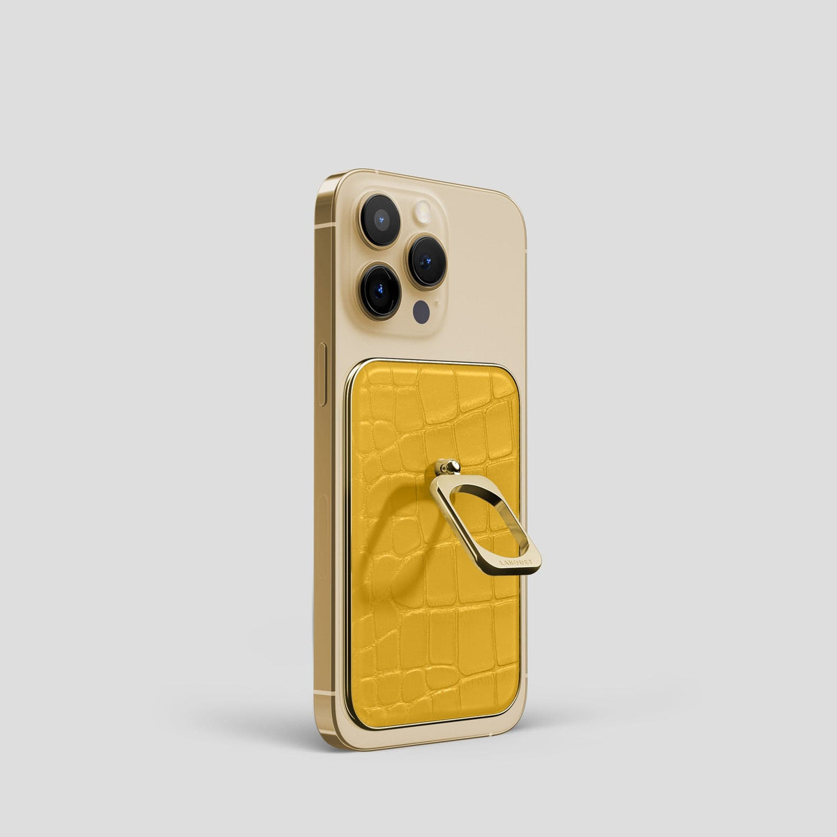 Yellow MagSafe Ring iPhone 14 Pro Alligator with Gold Metal -2 | Yellow-Gold