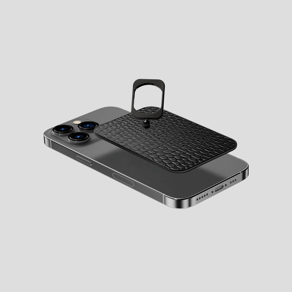 Black iPhone 14 Pro MagSafe Ring Lizard with Black Metal -4 | Black-Black