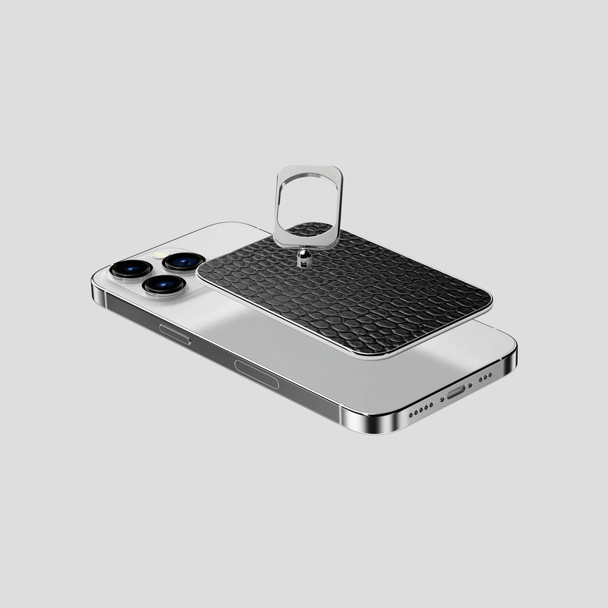 Black iPhone 14 Pro MagSafe Ring Lizard with Steel Metal -4 | Black-Steel