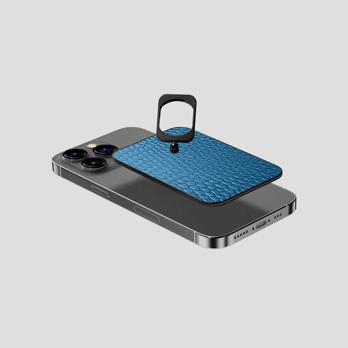 Blue iPhone 14 Pro MagSafe Ring Lizard with Black Metal -4 | Blue-Black