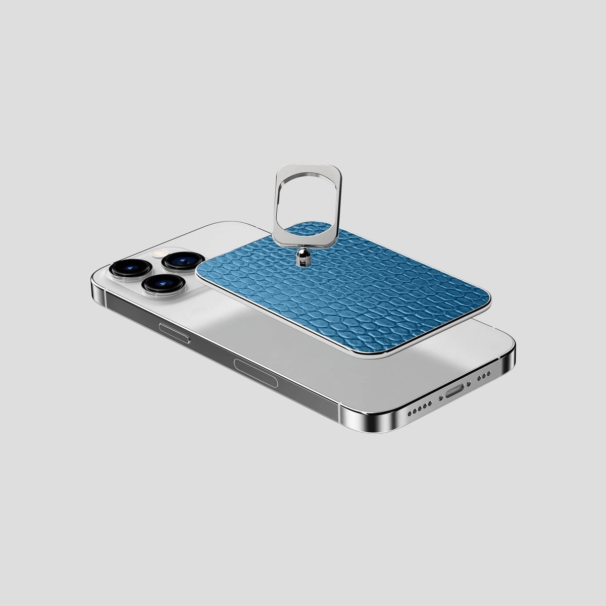 Blue iPhone 14 Pro MagSafe Ring Lizard with Steel Metal -4 | Blue-Steel