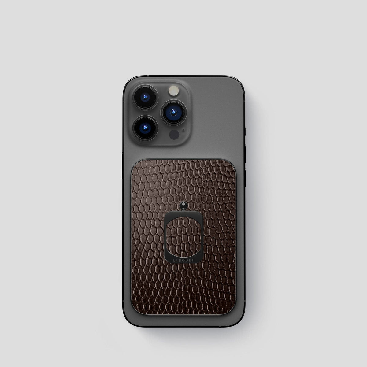 Brown iPhone 14 Pro MagSafe Ring Lizard with Black Metal -1 | Brown-Black