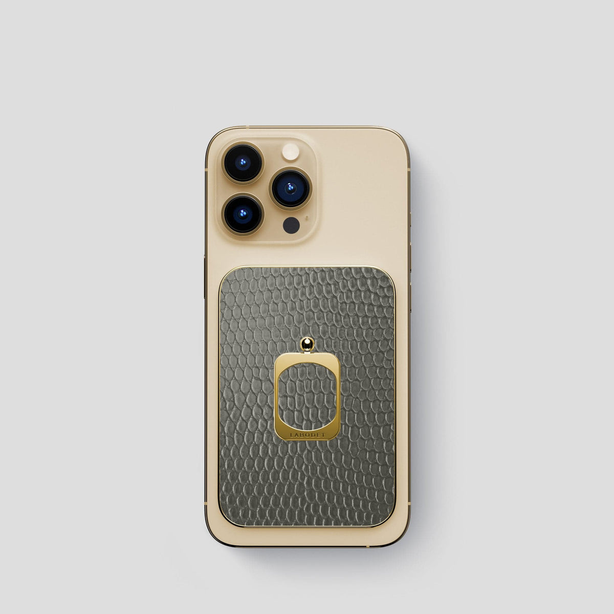 Grey iPhone 14 Pro MagSafe Ring Lizard with Gold Metal -1 | Grey-Gold
