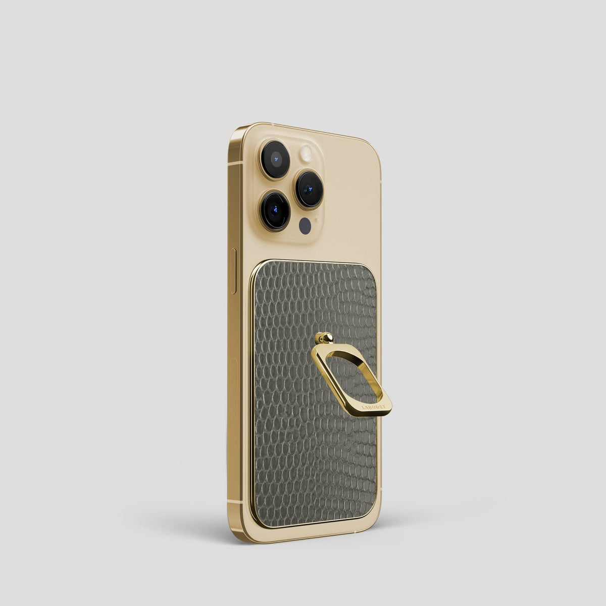 Grey iPhone 14 Pro MagSafe Ring Lizard with Gold Metal -2 | Grey-Gold
