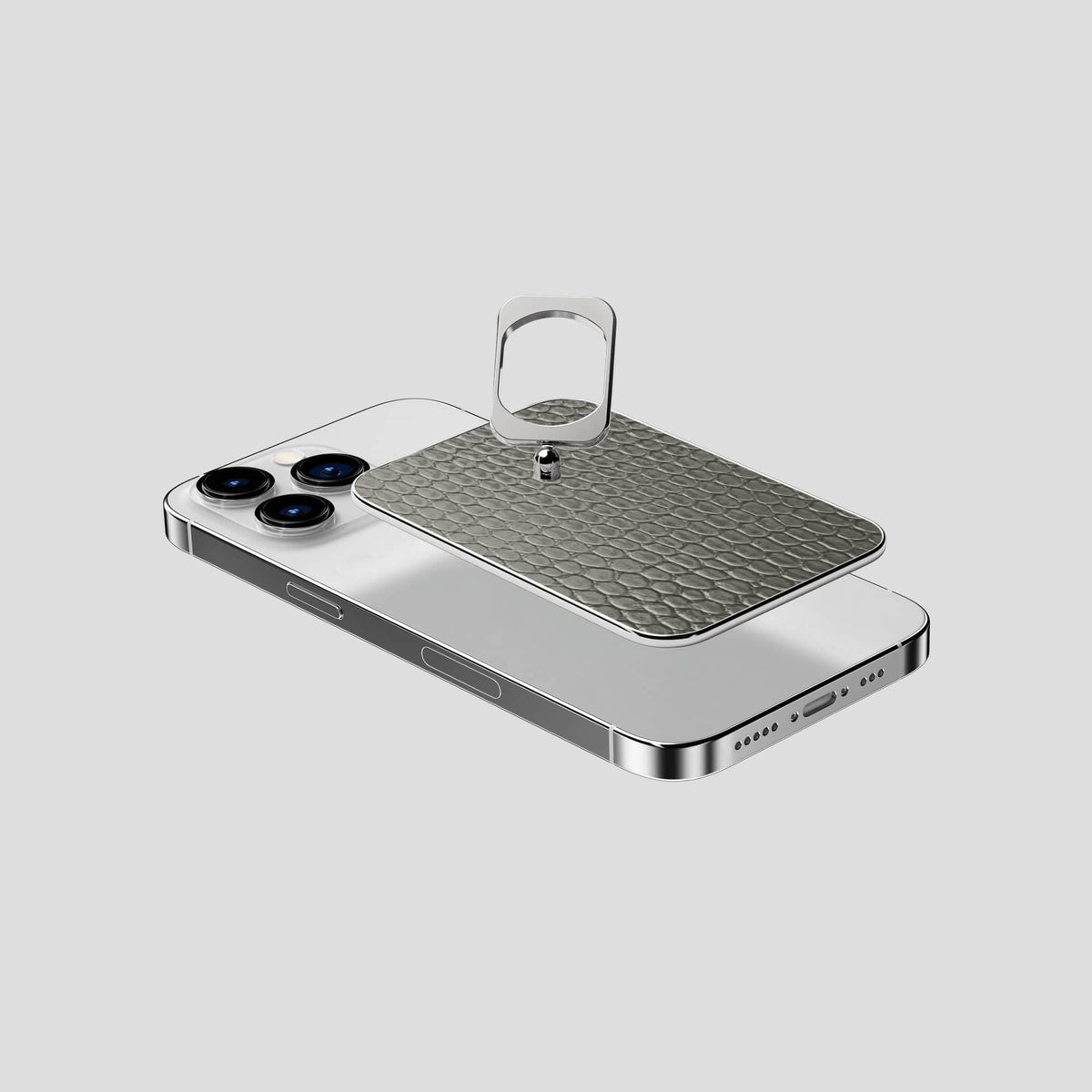 Grey iPhone 14 Pro MagSafe Ring Lizard with Steel Metal -4 | Grey-Steel