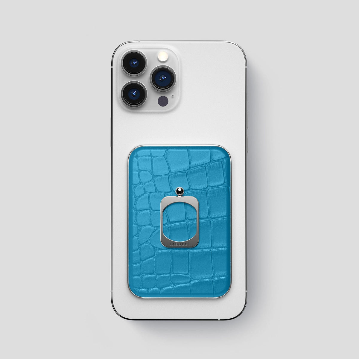 Curaçao-Blue MagSafe Ring iPhone 14 Pro Max Alligator with Steel Metal -1 | Curaçao-Blue-Steel
