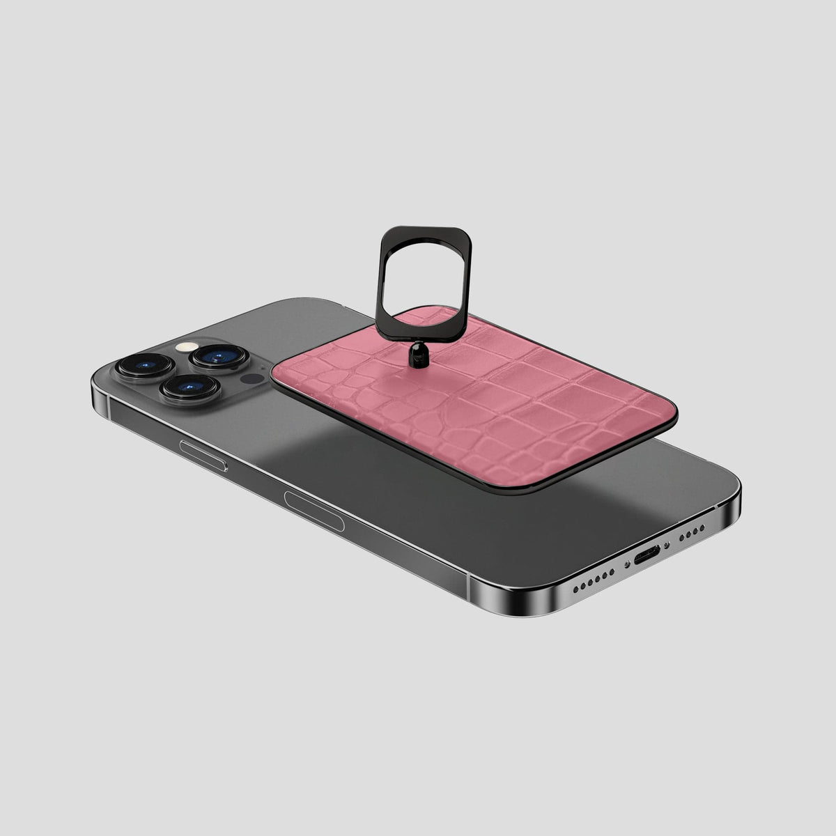 Pink MagSafe Ring iPhone 14 Pro Max Alligator with Black Metal -4 | Pink-Black