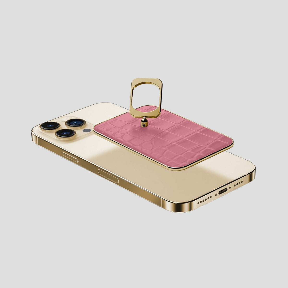 Pink MagSafe Ring iPhone 14 Pro Max Alligator with Gold Metal -4 | Pink-Gold