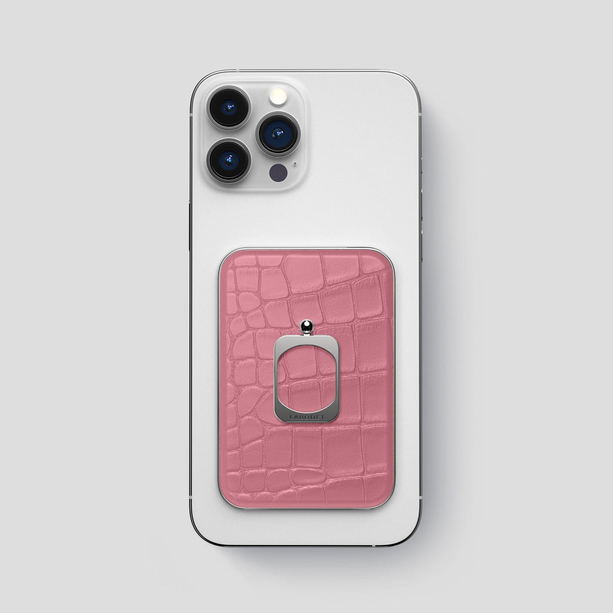 Pink MagSafe Ring iPhone 14 Pro Max Alligator with Steel Metal -1 | Pink-Steel