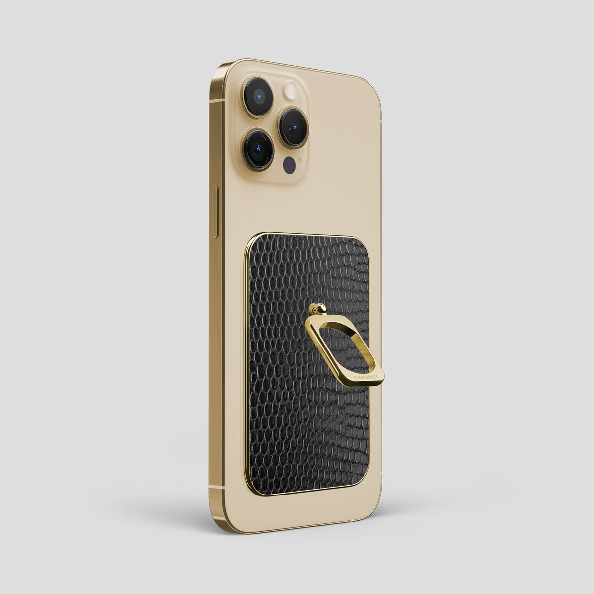 Black iPhone 15 Pro Max MagSafe Ring Lizard with Gold Metal -2 | Black-Gold