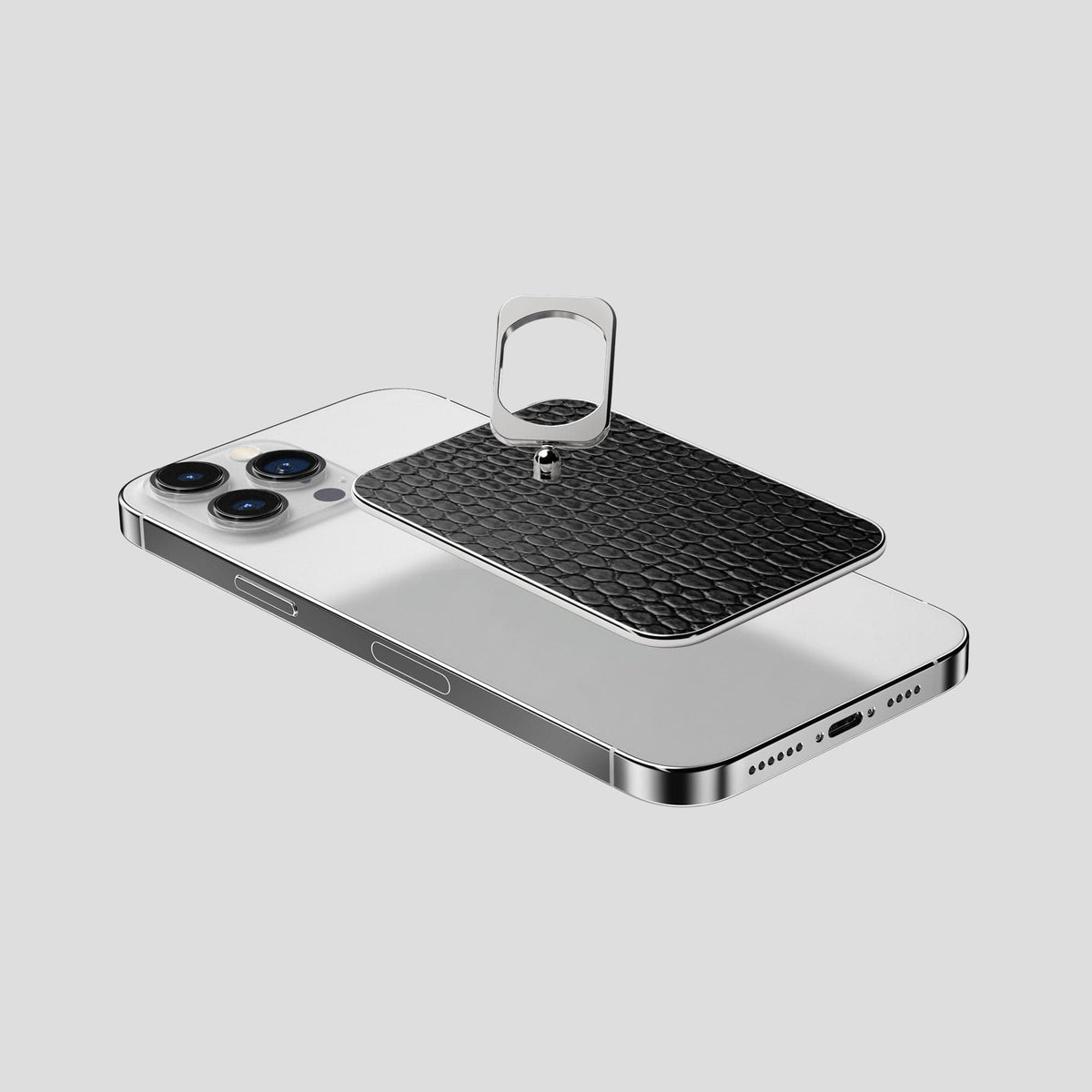 Black iPhone 15 Pro Max MagSafe Ring Lizard with Steel Metal -4 | Black-Steel